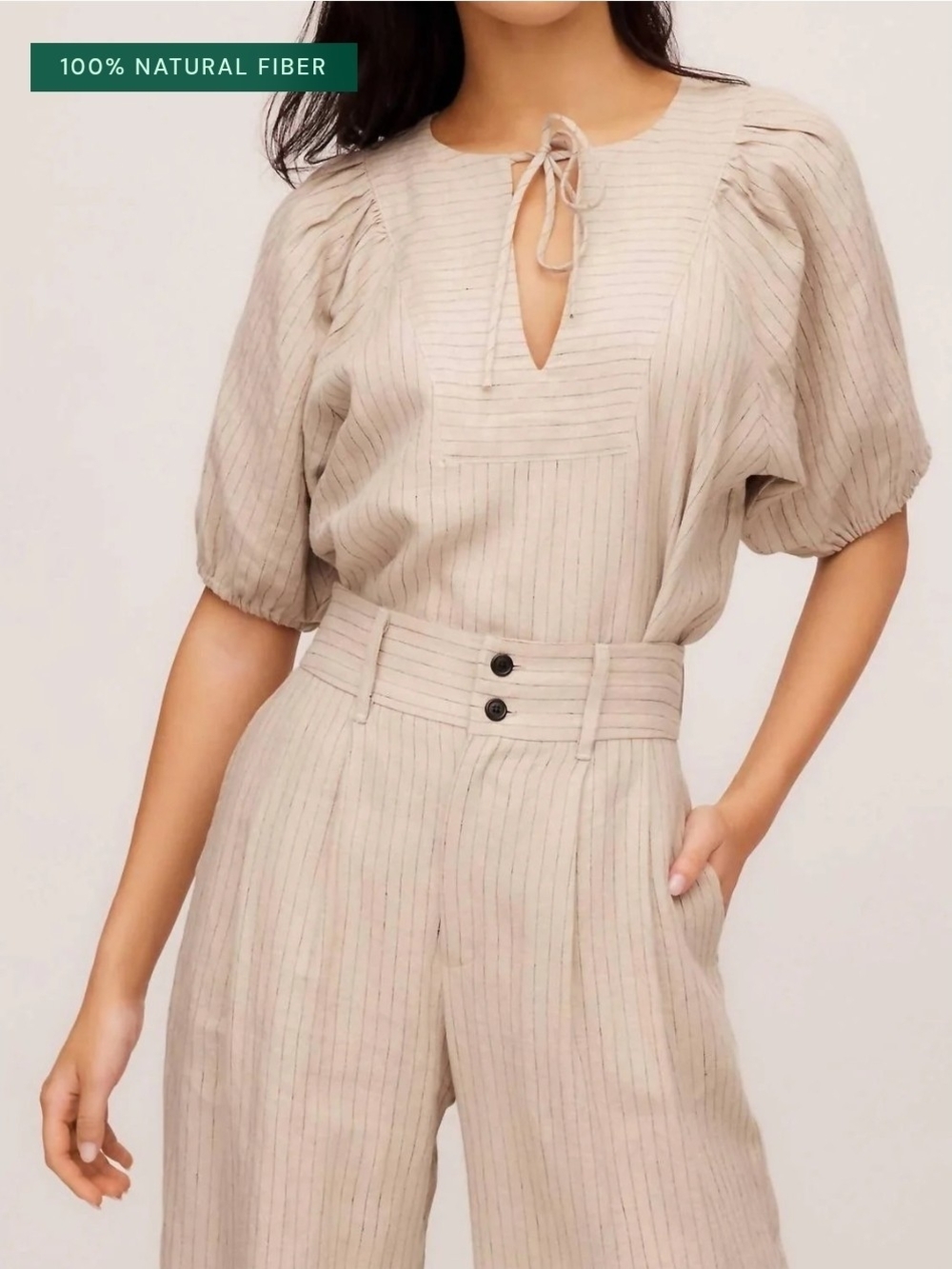 Fifteen Twenty Men's Beige Pinstripe Blazer